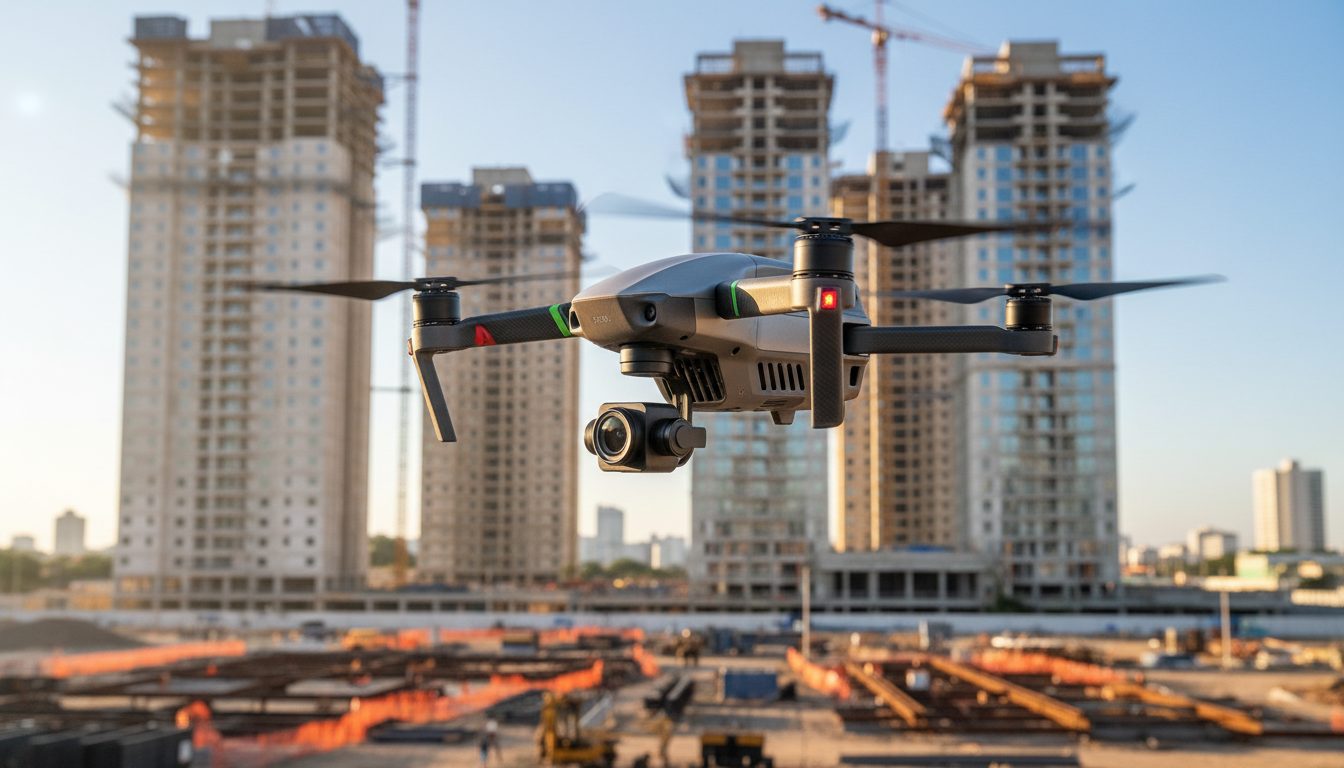 Drone realizando filmagem aérea de obra - IMPACTUS